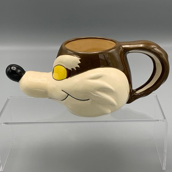 Vtg 1989 Looney Tunes Wile E Coyote Head 3D Figural Coffee Mug Road Runner - Picture 4 of 9